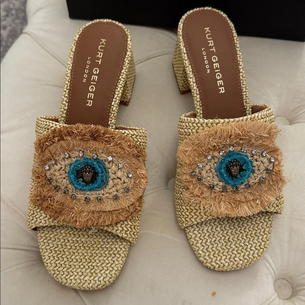 Kurt Geiger NWT Olive & Beige Block Heel Women’s Occasion Shoes Size 8 - Picture 13 of 14